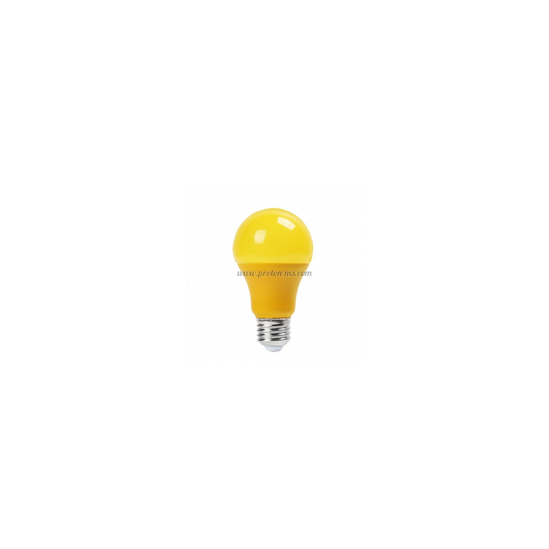 LED Крушка - 9W E27 A60 Термо Пластик Жълта 7342
