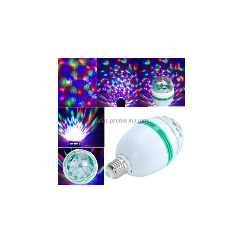 LED ДИСКО ЛАМПА E27 220V 3W (БЯЛО И ЧЕРНО ТЯЛО НА КУШКАТА)