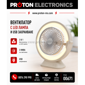 ВЕНТИЛАТОР С LED ЛАМПА И USB ЗАХРАНВАНЕ