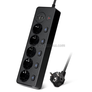 Удължител, 5 гнезда, 250V, 10A, Кабел, 1.8м., 2 x USB-F, 2 x USB-C, С 
