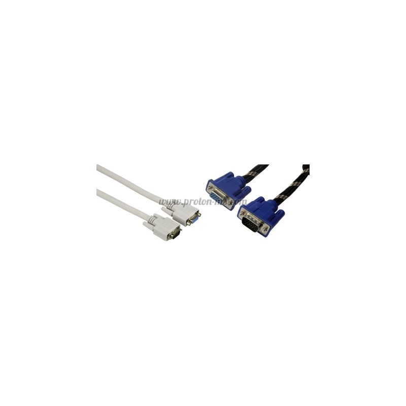 УДЪЛЖИТЕЛЕН КАБЕЛ ЗА МОНИТОР, VGA МЪЖКО - VGA ЖЕНСКО, ЕКРАНИРАН, 1.80 