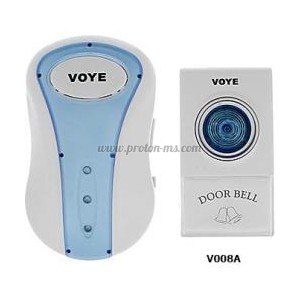 Безжичен звънец (1бр. тяло - 220V, 1бр. бутон - батерия ) Voye V008/9