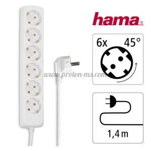 РАЗКЛОНИТЕЛ HAMA 30383, 6ГНЕЗДА, 1.4М,БЯЛ, ЧЕРЕН