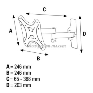 Стенна стойка за TV HAMA 108727, Регулируема, 19"-46", 25 kg, Черна