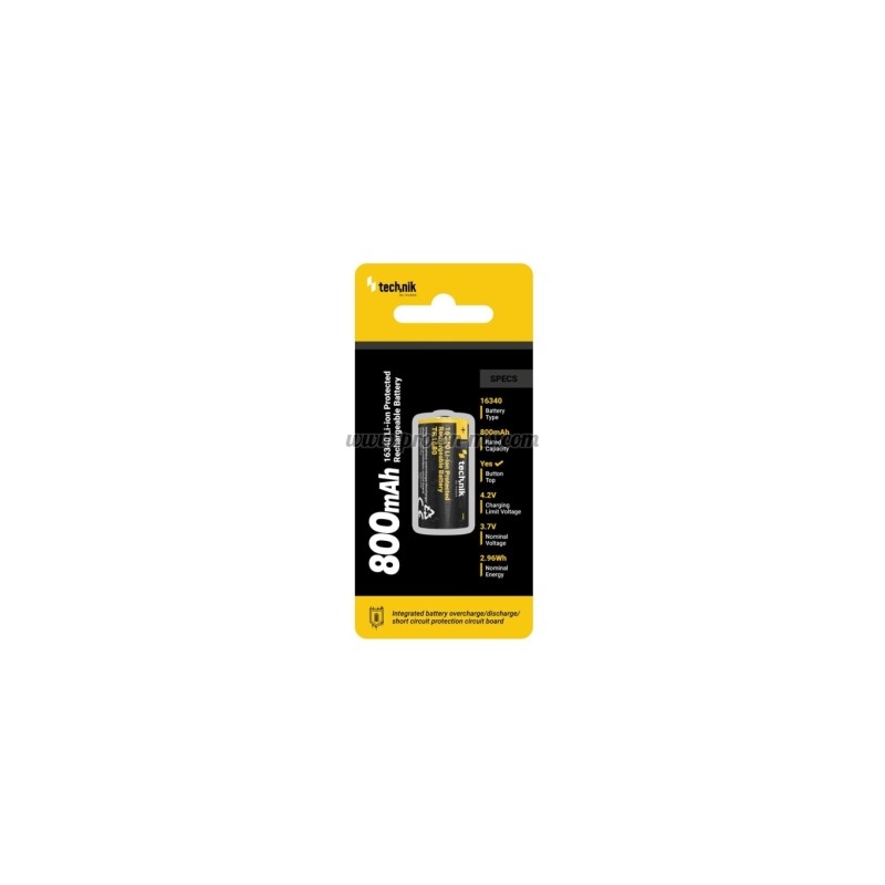 БАТЕРИЯ АКУМУЛАТОРНА 3.7V 800MAH 16340 RCR123 TR1680 B1 TECHNIK
