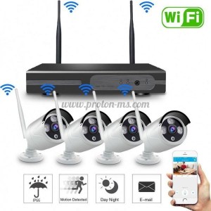Комплект за Видео Наблюдение 4CH WiFi NVR + 4 IP Wireless Камери