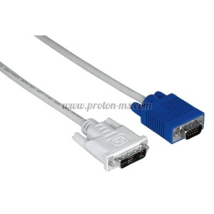 Кабел HAMA 45075 VGA мъжко- DVI-I мъжко, 1.8 м, eкраниран, 1 звезда