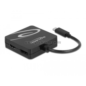 Адаптер 4 в 1 Delock 63129 USB-C мъжко - VGA / DVI / DP / HDMI женско, Черен