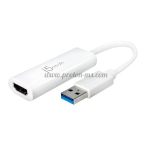 Адаптер j5create JUA254, USB-A към HDMI, Бял