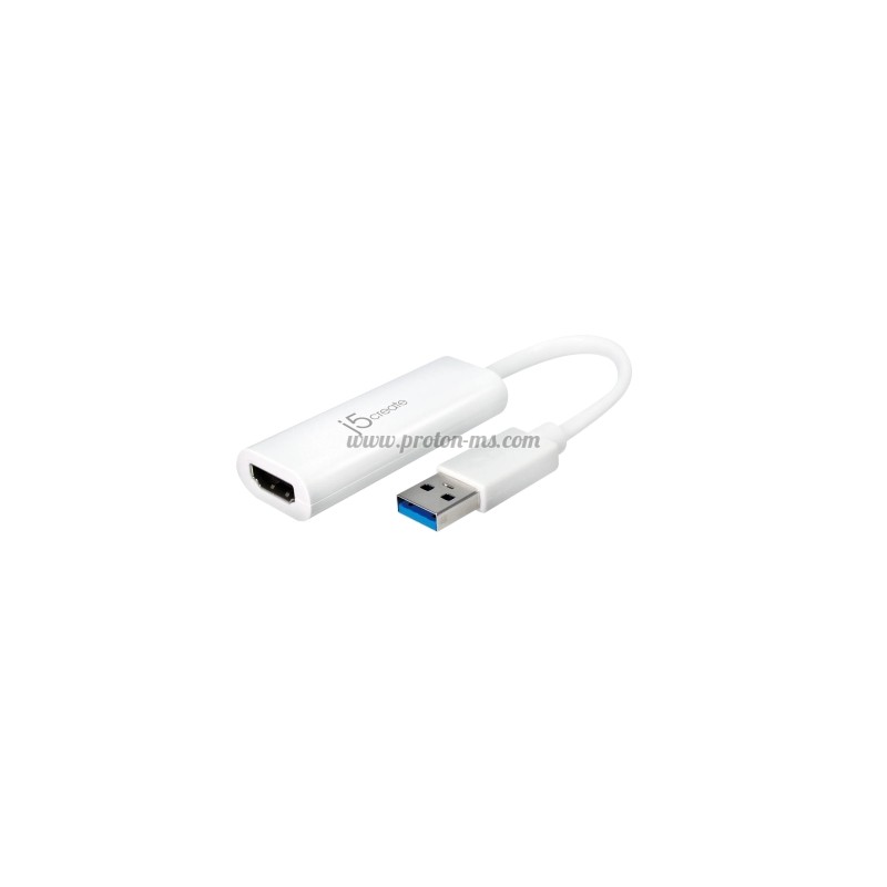 Адаптер j5create JUA254, USB-A към HDMI, Бял