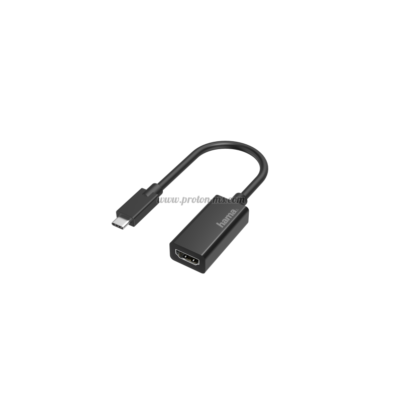 Адаптер HAMA 200315, USB-C мъжко - HDMI женско, Ultra HD, 4K, Черен