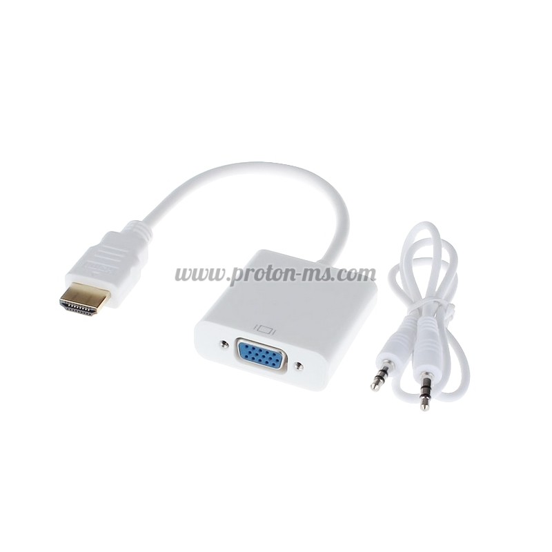 ПРЕХОДНИК, HDMI КЪМ VGA + AUDIO КАБЕЛ