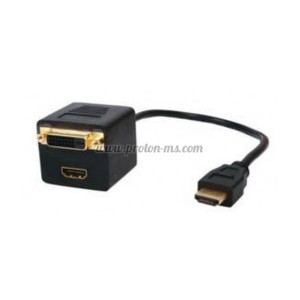 Кабел HDMI мъжко към DVI-D женско + HDMI женско