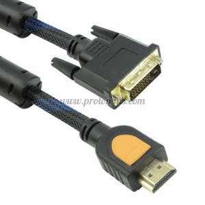 КАБЕЛ DETECH HDMI - DVI. ФЕРИТ, ЧЕРЕН, HQ, 1.8М, 3М, 5М