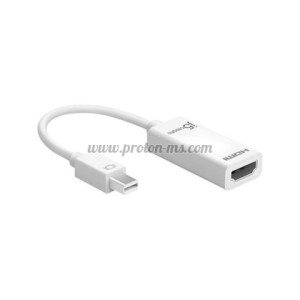 АДАПТЕР J5CREATE JDA159, MINI DISPLAYPORT МЪЖКО - HDMI ЖЕНСКО, 4K, 125ММ, БЯЛ