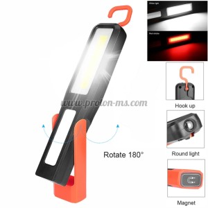 АКУМУЛАТОРНА COB РАБОТНА ЛАМПА, USB ЗАРЕЖДАНЕ, КУКА, МАГНИТ, 3 РЕЖИМА 