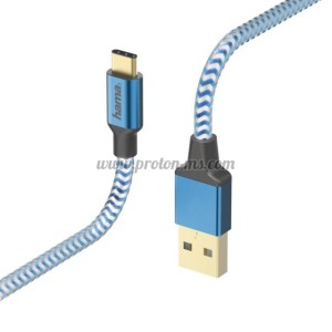 КАБЕЛ HAMA REFLECTIVE, USB-C МЪЖКО - USB-A МЪЖКО, 1.5 М.