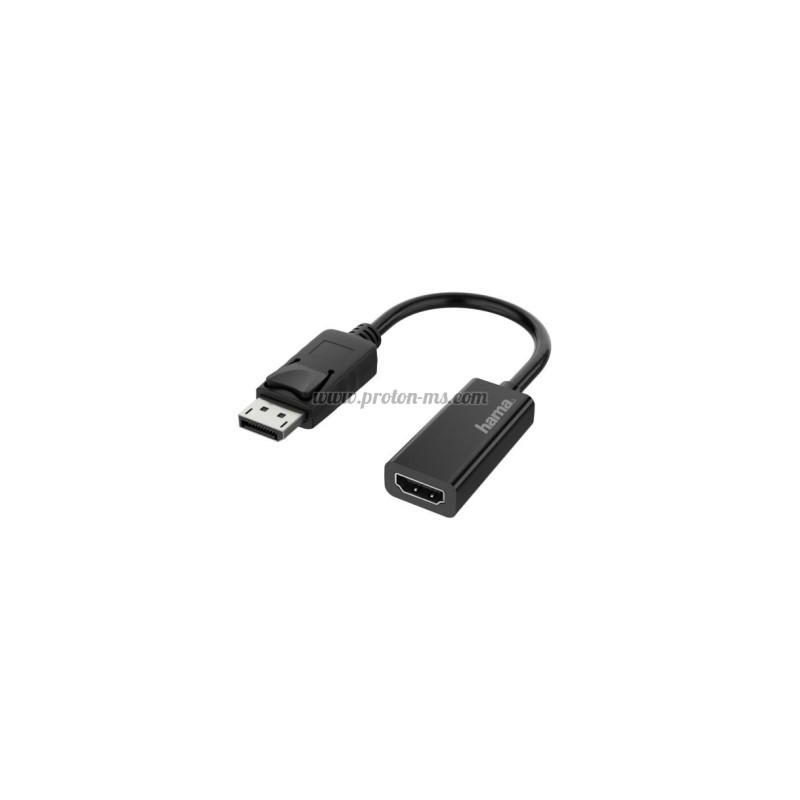 АДАПТЕР HAMA, DISPLAYPORT МЪЖКО - HDMI ЖЕНСКО, ULTRA HD, 4K, ЧЕРЕН