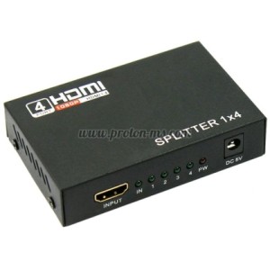 HDMI СПЛИТЕР, ПОДДЪРЖА FULL HD 1080P 3D, 1 ВХОД - 4 ИЗХОДА, HDMI СПЛИТЕР 1 ВХОД/4 ИЗХОДА