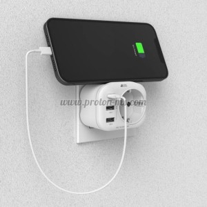 МУЛТИПОРТОВ КОНТАКТ HAMA, 4 ГНЕЗДА, 1 X USB-C PD, 2 X USB-A, 20W, БЯЛ