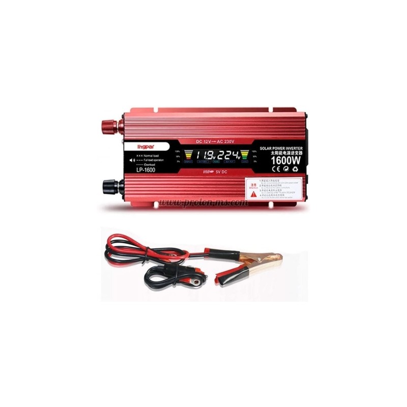 ТРАНСФЕРТЕР ИНВЕРТОР 1600W 12V/220V С ДИСПЛЕЙ