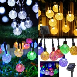 60 СОЛАРНИ LED ЛАМПИЧКИ – БЕЛИ КРИСТАЛНИ ТОПКИ С ФОТОСЕНЗОР И 2 РЕЖИМА