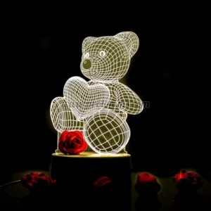 ДЕКОРАТИВНА 3D LED НОЩНА ЛАМПА МЕЧЕ СЪС СЪРЦЕ, СЪРЦА "LOVE"