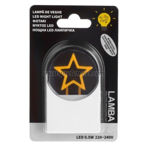 LED НОЩНА ЛАМПА ЗА КОНТАКТ, 2400K, ЗВЕЗДА