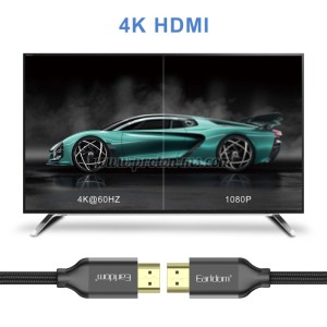 КАБЕЛ EARLDOM ET-W26 HDMI - HDMI, 3М., 4K, С ОПЛЕТКА, ЧЕРЕН
