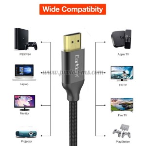 КАБЕЛ EARLDOM ET-W26 HDMI - HDMI, 5М., 4K, С ОПЛЕТКА, ЧЕРЕН