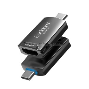 ПРЕХОДНИК EARLDOM ET-W19 HDMI (F) КЪМ TYPE-C, HD 4K, СИВ