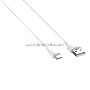 КАБЕЛ USB/USB-C 3 МЕТРА LS553 2.1A БЯЛ ПЛОСЪК
