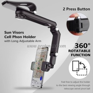 СТОЙКА ЗА ТЕЛЕФОН ЗА КОЛА ЗА СЕННИКА, ДЪЛГО РАМО, CAR HOLDER SUN VISOR