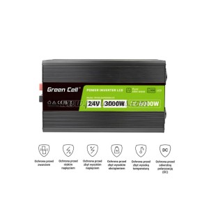 Инвертор GREEN CELL, 24/220V, DC/AC, 3000W/6000W, чиста синусоида