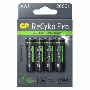 АКУМУЛАТОРНА БАТЕРИЯ GP R6 AA 2100MAH RECYKO + PRO FAST FLASH GP-BR-210AAHCF-APCEB4 NIMH /ДО 500 ЦИКЪЛА/ 4 БР. В ОПАКОВКА GP