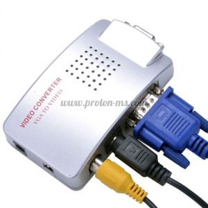 КОНВЕРТОР, VGA КЪМ AV/S-VIDEO+VGA, СРЕБРИСТ