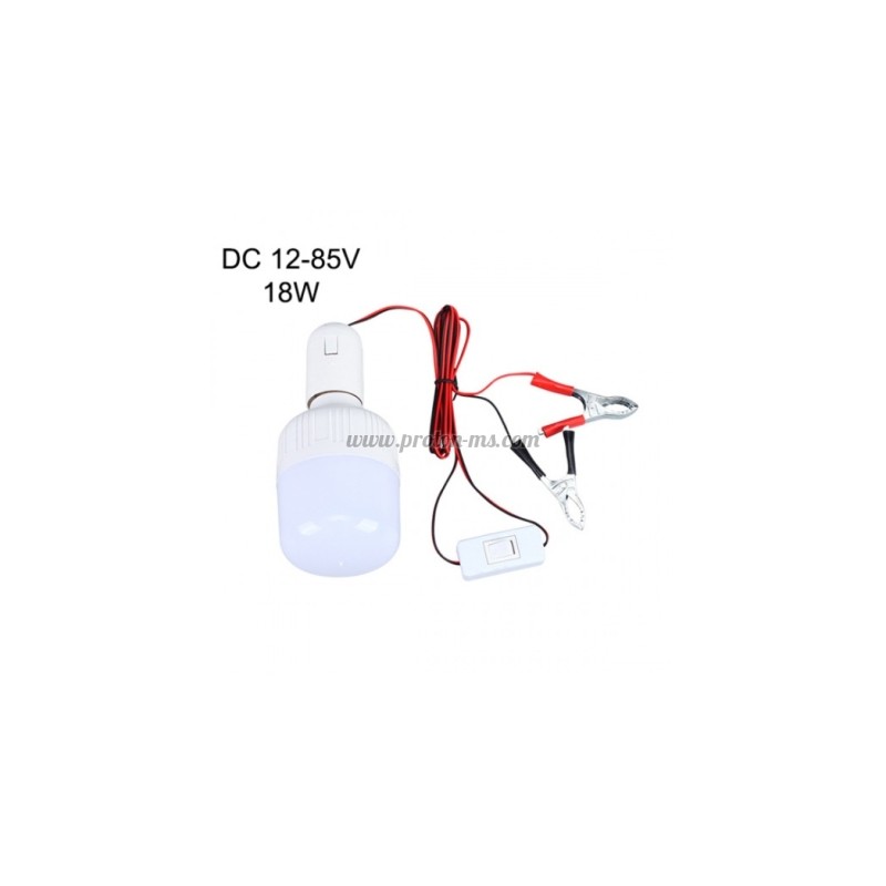 LED КРУШКА С ФАСУНГА И КАБЕЛ DC 12-85V 18W 6400K