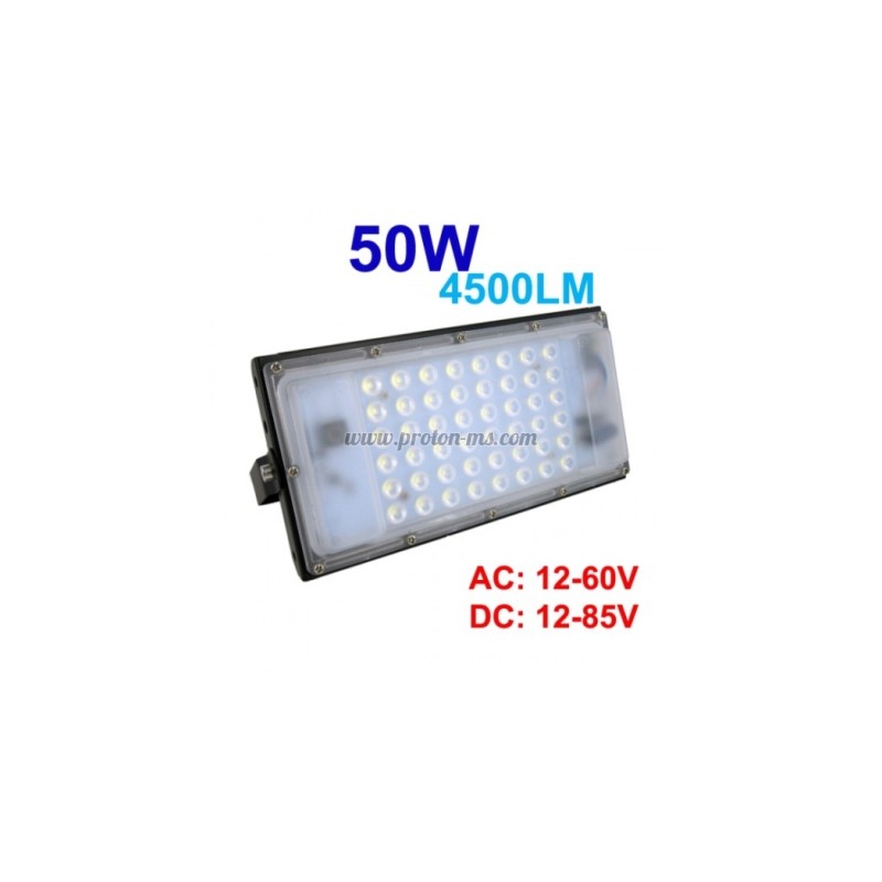 Водоустойчив LED прожектор 50W DC 12V-85V 4500LM 6000K