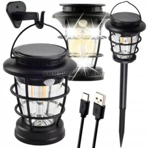 СОЛАРНА КЪМПИНГ ЛАМПА LED ГРАДИНСКИ ФЕНЕР USB СЕНЗОР ЗДРАЧ