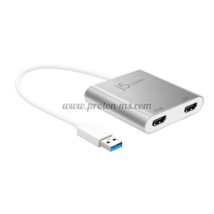 Адаптер j5create JUA365, За 2 монитора, USB-C - HDMI