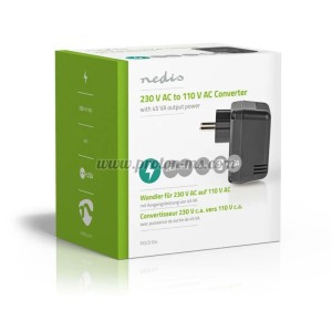 КОНВЕРТОР 45W, 220VAC-110VAC, NEDIS POCO104, ЕДНОПОСОЧЕН
