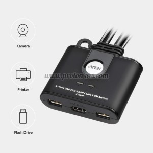 ПРЕВКЛЮЧВАТЕЛ KVM ATEN CS22HF, ДВУ ПОРТОВ USB HDMI