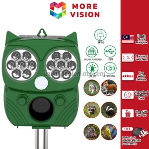 Соларен ултразвуков репелент за животни с PIR сензор 120° и USB зареждане (Animal Repeller)