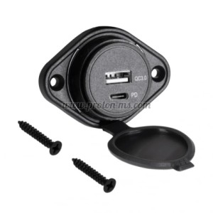 МОДУЛ ЗАРЯДНО ЗА АВТОМОБИЛ 12V/24V С БЪРЗО ЗАРЕЖДАНЕ QC+PD USB-A+USB-C