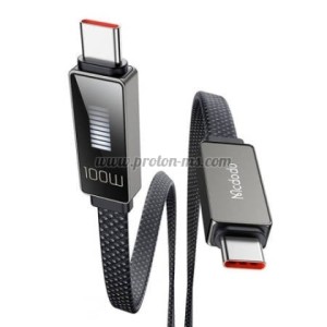 КАБЕЛ USB-C/USB-C 1.2 МЕТРА 5A MCDODO CA-4470 ЧЕРЕН ПЛОСЪК С ДИСПЛЕЙ 100W