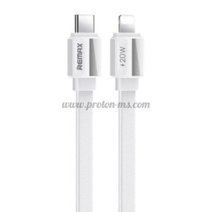 КАБЕЛ USB-C/IPHONE 1 МЕТЪР 2.2A REMAX PLATINUM PRO БЯЛ ПЛОСЪК 20W