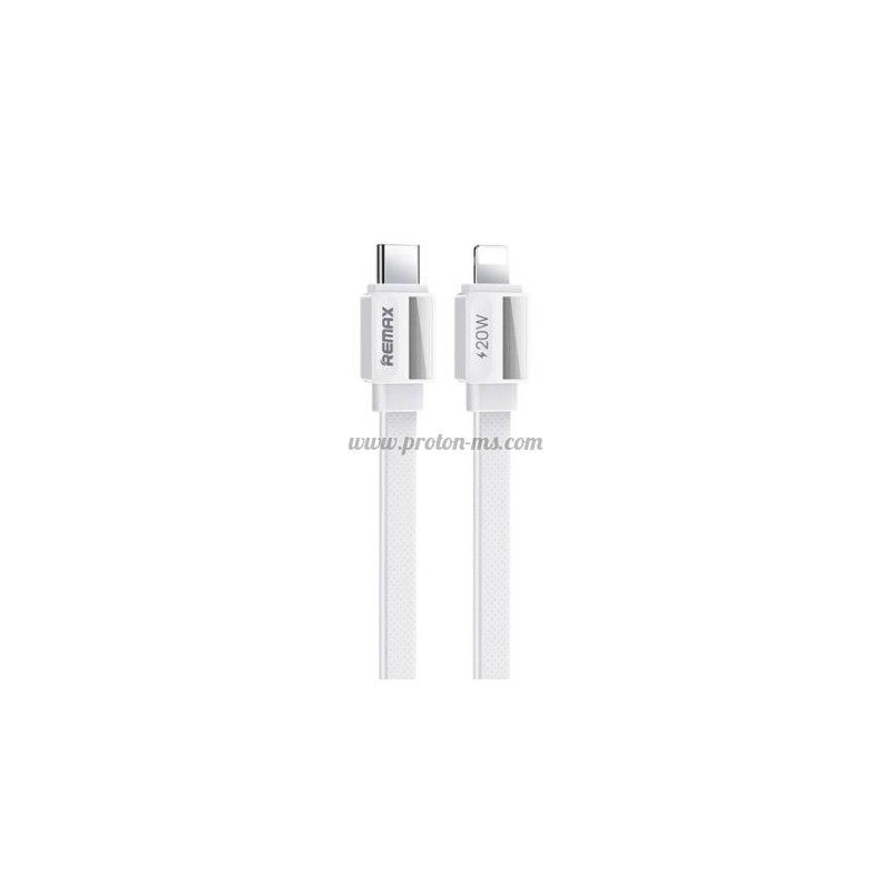 КАБЕЛ USB-C/IPHONE 1 МЕТЪР 2.2A REMAX PLATINUM PRO БЯЛ ПЛОСЪК 20W