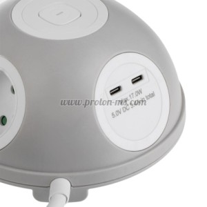 РАЗКЛОНИТЕЛ С КЛЮЧ 3 ГНЕЗДА И 2 БР. USB TYPE C