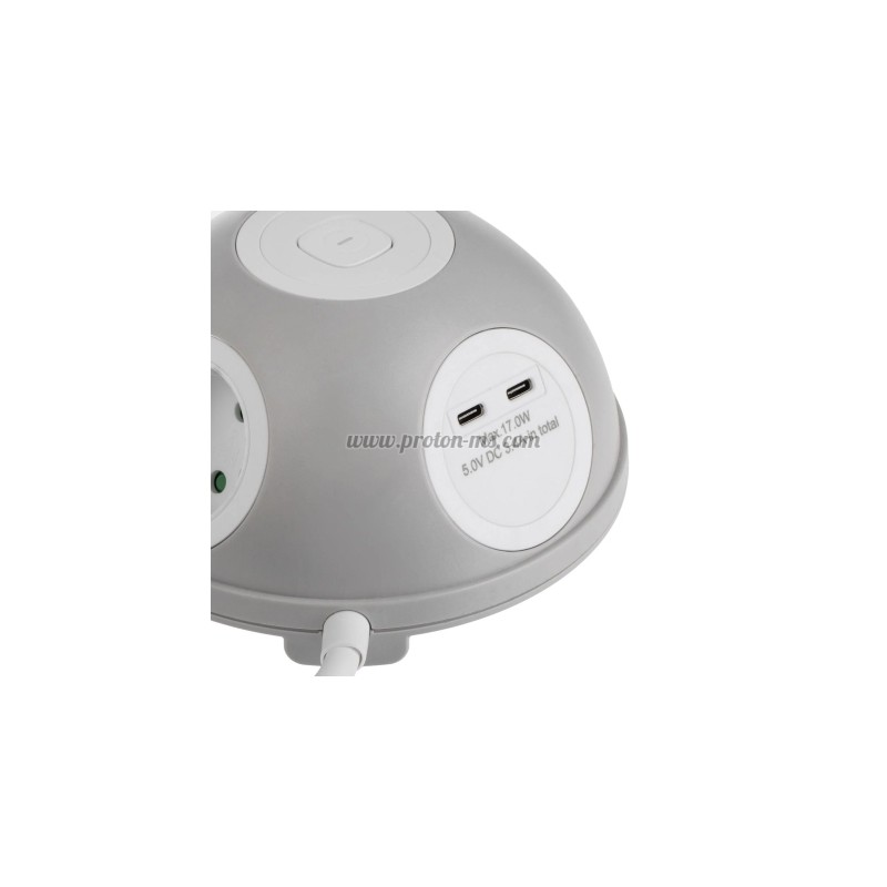 РАЗКЛОНИТЕЛ С КЛЮЧ 3 ГНЕЗДА И 2 БР. USB TYPE C