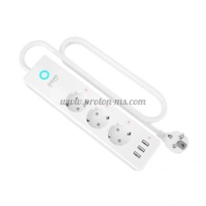 РАЗКЛОНИТЕЛ С КЛЮЧ-3 ГНЕЗДА 1.5М SMART WIFI + 3USB
